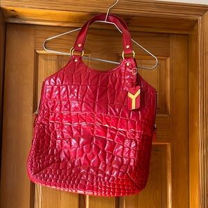 RED YSL VINTAGE PATENT BAG